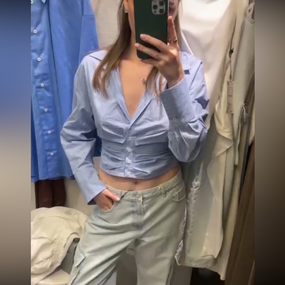 Zara cropped shirt